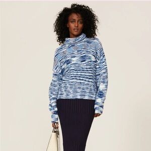 STAUD Benny blue turtleneck sweater| size large